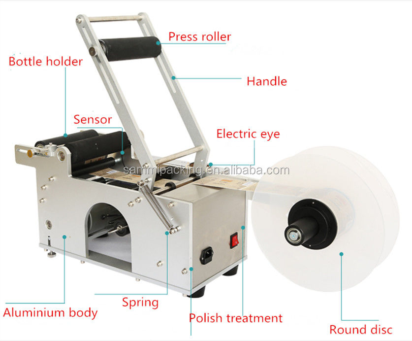 MT50 Macchina semiautomatica per l'etichettatura di bottiglie rotonde