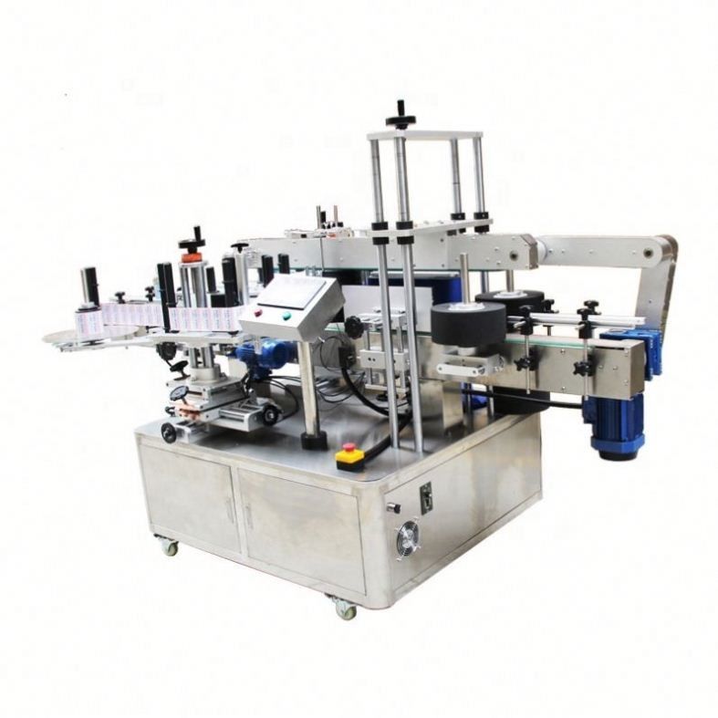 Macchina di etichettatura per adesivi a bottiglia piatta quadrata automatica per doppi lati anteriori e posteriori