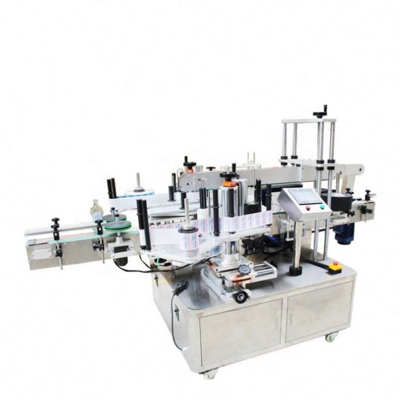 Macchina di etichettatura per adesivi a bottiglia piatta quadrata automatica per doppi lati anteriori e posteriori