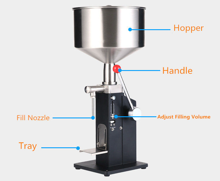 A-03 Macchina di riempimento a piccole dosi semiautomatica manuale di pasta / riempitore per crema e shampoo e cosmetici