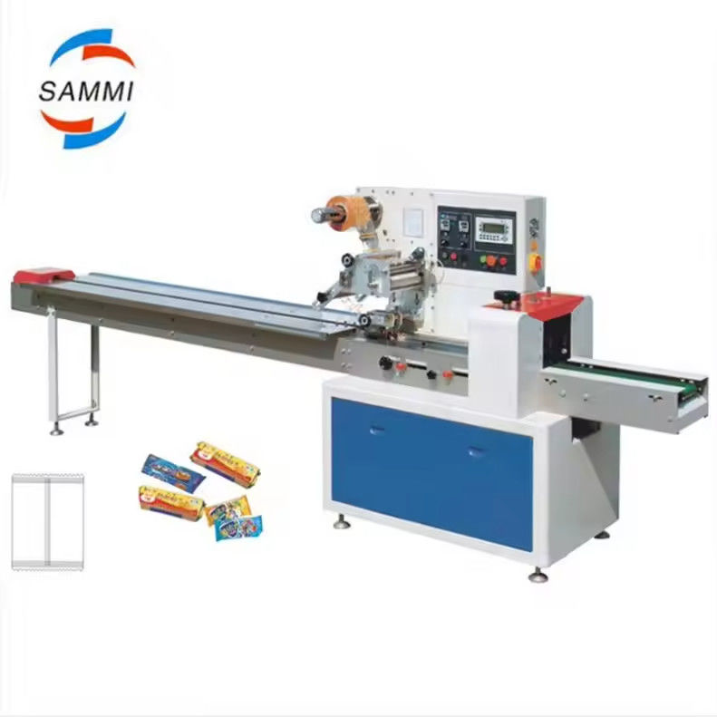 Macchina di imballaggio orizzontale automatica per la cottura di pane hamburger ciambella cuscino alimentare flusso di imballaggio macchina prezzo linea di imballaggio