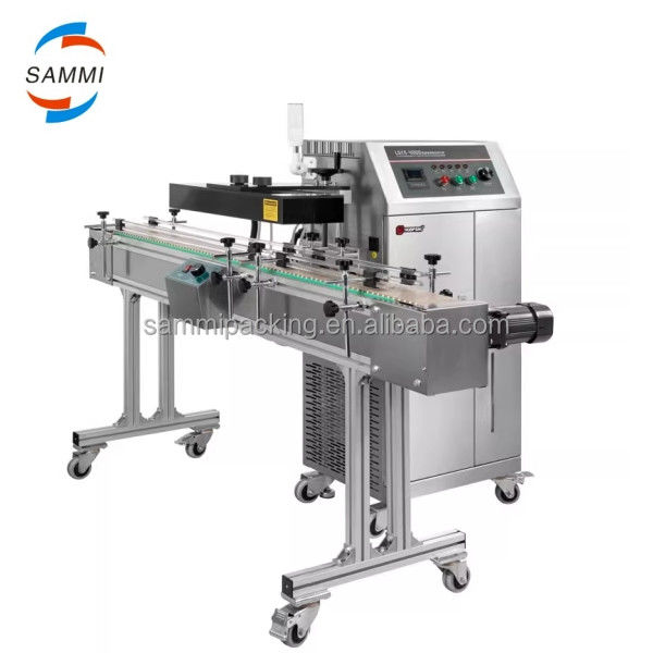 Macchina di sigillamento a induzione continua per pavimenti automatici Sigillatore termico a induzione per piccole bottiglie di plastica