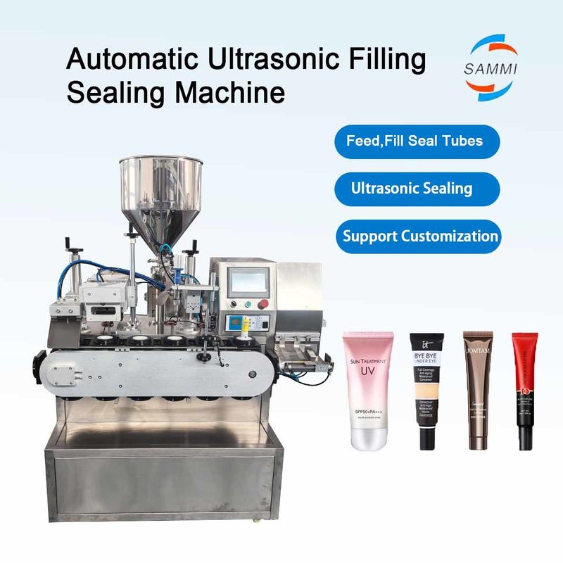 Macchina automatica di riempimento e sigillamento di tubi di crema cosmetica a ultrasuoni Macchina di riempimento e sigillamento di tubi morbidi