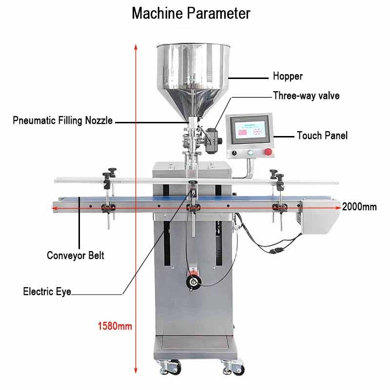 Macchina di riempimento di pasta verticale automatica di alta qualità Cream Hot Sauce Ketchup Machine con trasportatore e touch screen