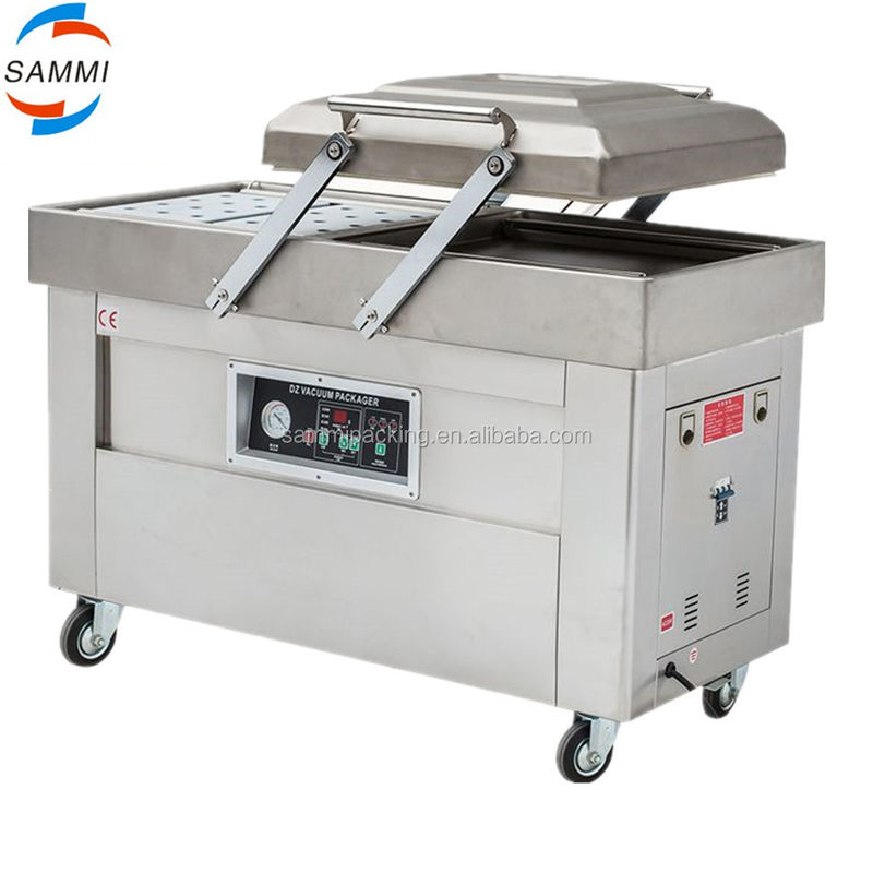 Macchina confezionatrice sottovuoto a doppia camera multifunzione per pancetta di manzo, pollo, tofu, arachidi, pesce e frutti di mare