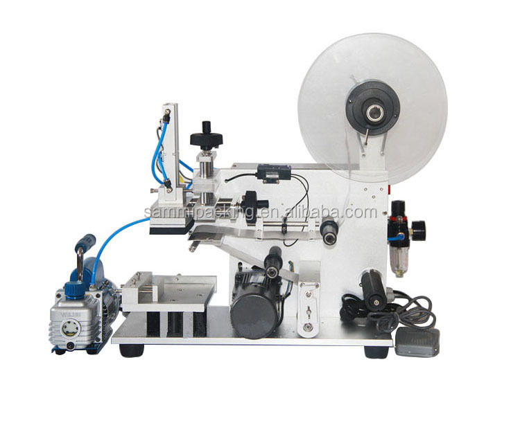 Nuovo design Automatico Semiautomatico Autocolanti Etichettatura Macchina Bottiglie quadrate Sacchetti Alimenti Bevande Prodotti chimici Imballaggio Cartoni di legno