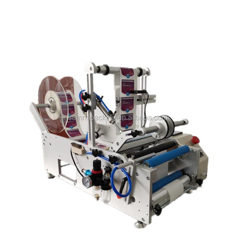Etichettatrice semiautomatica per bottiglie di vetro da 10 ml, etichettatura su un lato/due lati, etichettatura per bottiglie rotonde