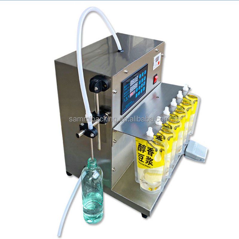 Semi-automatica 100Ml 300Ml 500Ml Spout Pouch Doypack Electric Liquid Filling Machine per bevande per olio di tè caldo di acqua di cocco