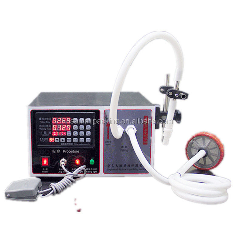 Macchine di riempimento di liquidi di piccole dimensioni semi-automatiche in acciaio inossidabile 304 per succo, miele, olio, acqua soda 17L/min