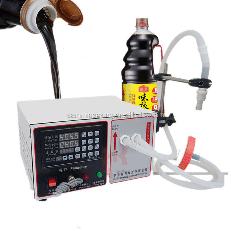 Macchine di riempimento di liquidi di piccole dimensioni semi-automatiche in acciaio inossidabile 304 per succo, miele, olio, acqua soda 17L/min