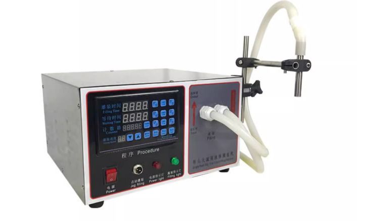 Macchine di riempimento di liquidi di piccole dimensioni semi-automatiche in acciaio inossidabile 304 per succo, miele, olio, acqua soda 17L/min