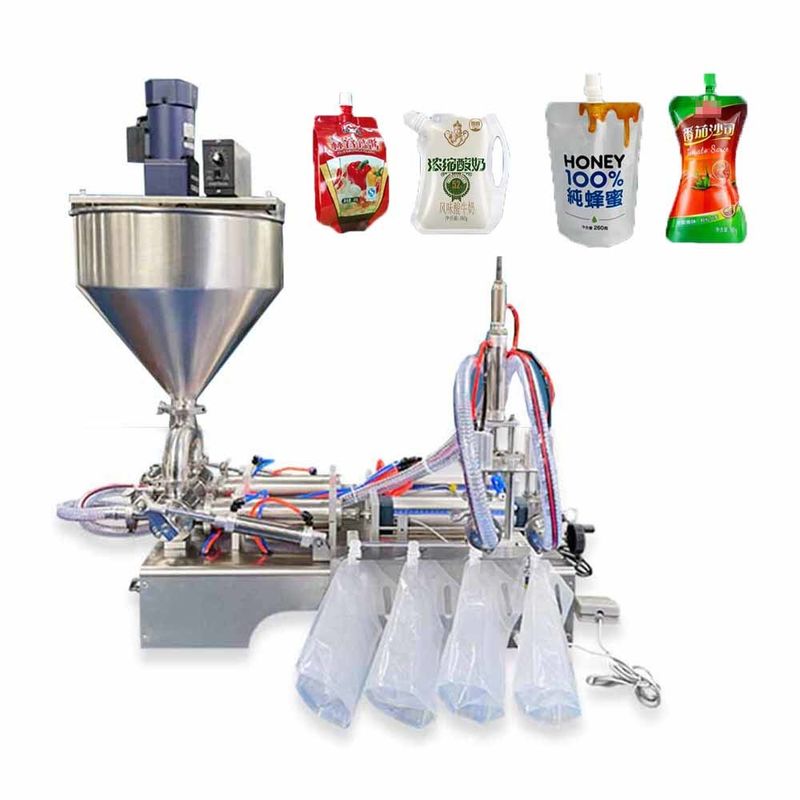 Macchina riempitrice per paste ad alta viscosità con tramoggia, macchina confezionatrice per sacchetti con beccuccio per unguenti e salsa di pomodoro