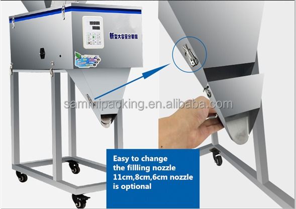 Pesatrice automatica per piccoli sacchetti di cereali, popcorn, granuli, snack, patatine fritte, patatine di patate con tramoggia grande