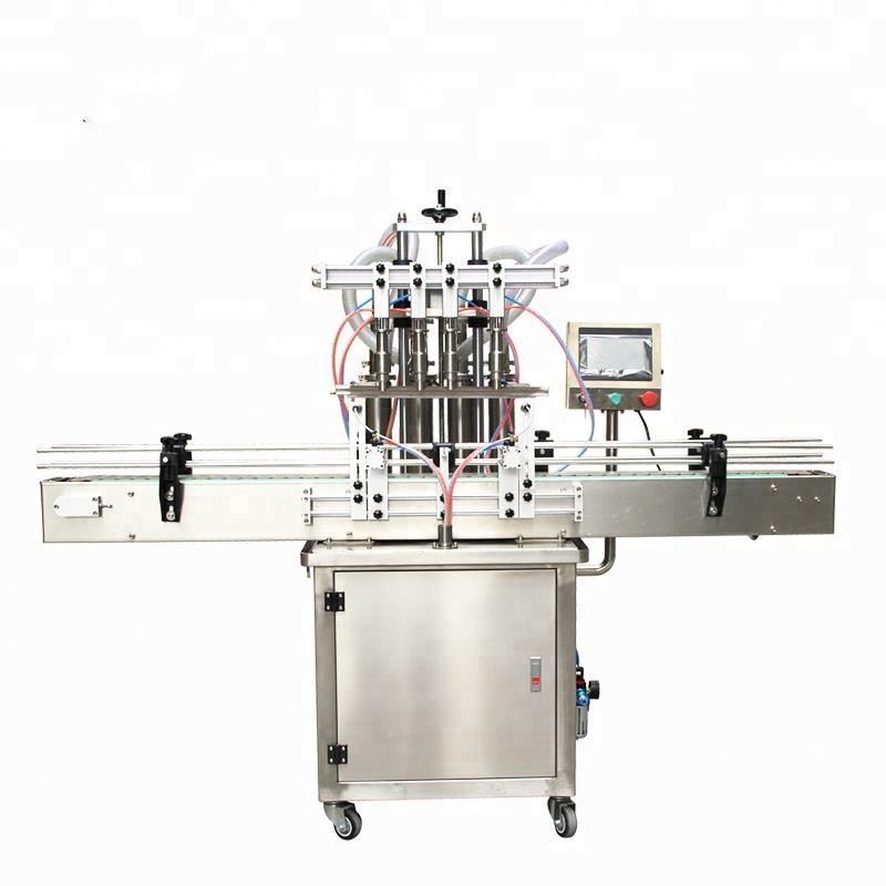4 ugelli Automatica in linea retta ad alta velocità Tipo di pistone Inline Overflow 1-5L Wine Liquid Bottled Water Filling Machine