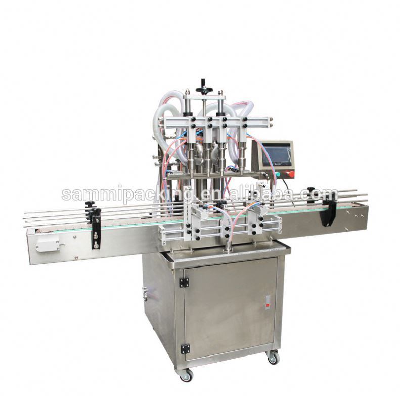 4 ugelli Automatica in linea retta ad alta velocità Tipo di pistone Inline Overflow 1-5L Wine Liquid Bottled Water Filling Machine