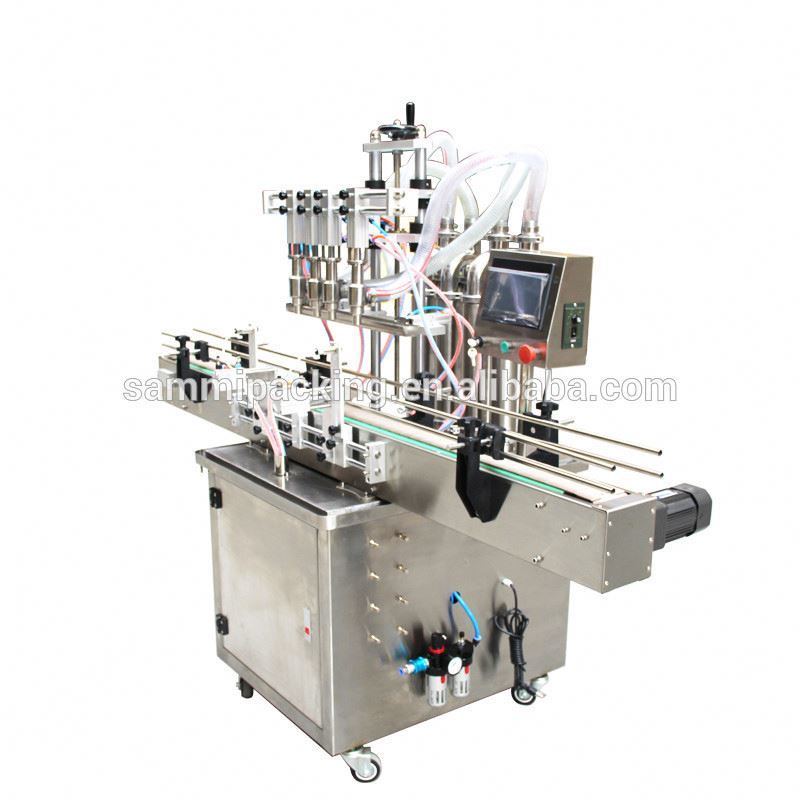 4 ugelli Automatica in linea retta ad alta velocità Tipo di pistone Inline Overflow 1-5L Wine Liquid Bottled Water Filling Machine