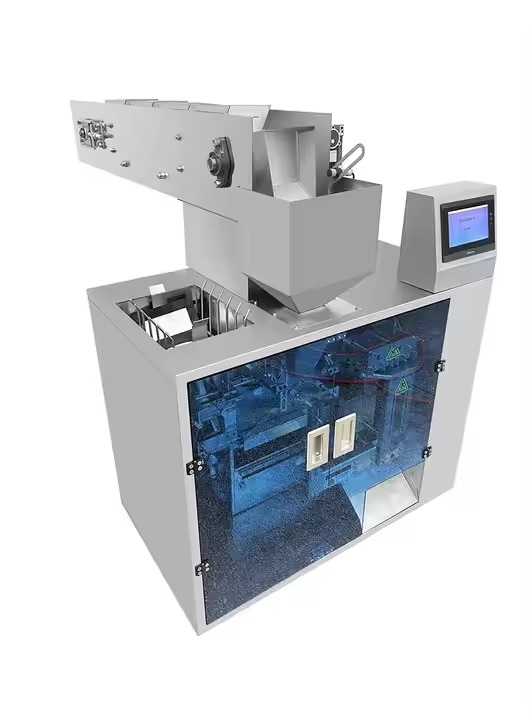 Nuovissimo sistema di confezionamento 4 in 1 per caramelle gommose/noci/frutta secca con risparmio energetico del 15%, prelievo automatico di buste con zip, facile da usare
