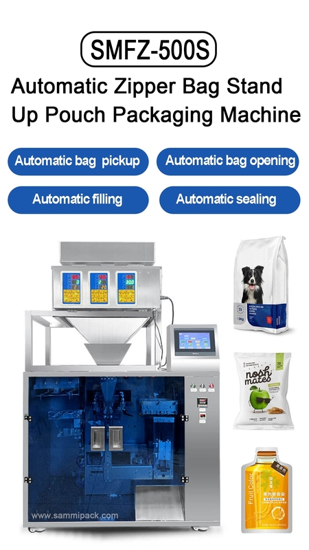 Nuovissimo sistema di confezionamento 4 in 1 per caramelle gommose/noci/frutta secca con risparmio energetico del 15%, prelievo automatico di buste con zip, facile da usare