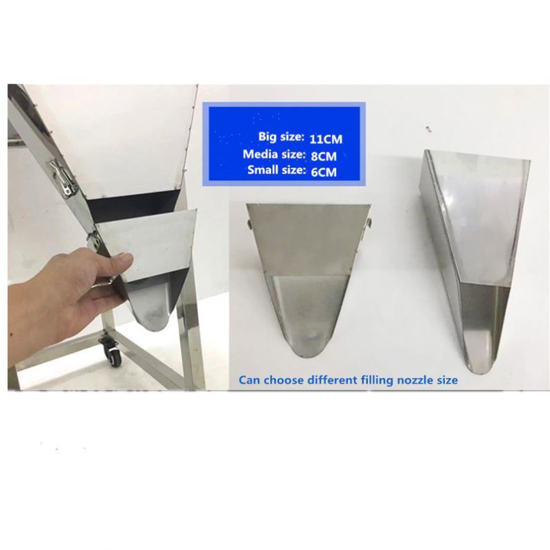 Macchina di riempimento a pesatura semiautomatica per granuli/polvere/riso/caffè/spezie da 100-3000g di alta qualità con imbuto grande