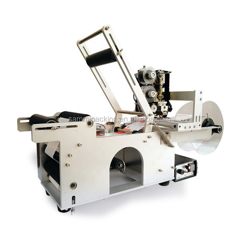 Etichettatrice semiautomatica MT-50D per bottiglie/vasetti rotondi di alta qualità con codificatore a stampa a caldo