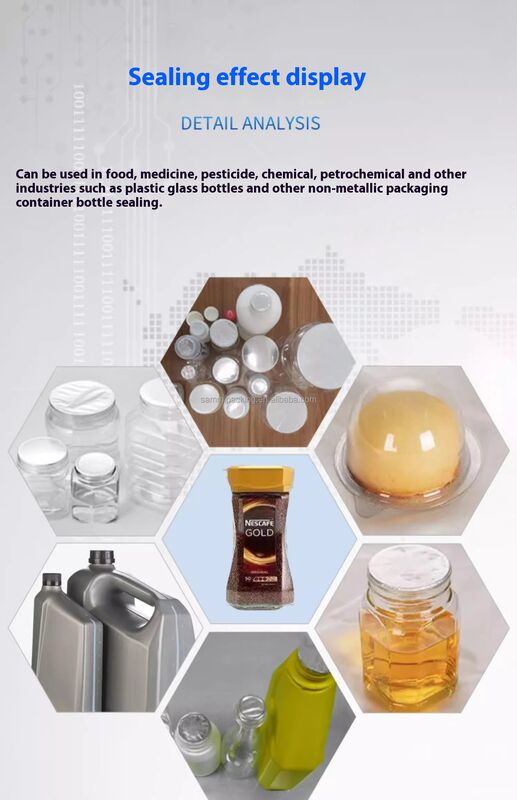 Sigillatrice a induzione per coperchi in lamina di alluminio per vetro, plastica, barattoli, bottiglie e lattine, semiautomatica ad alta efficienza