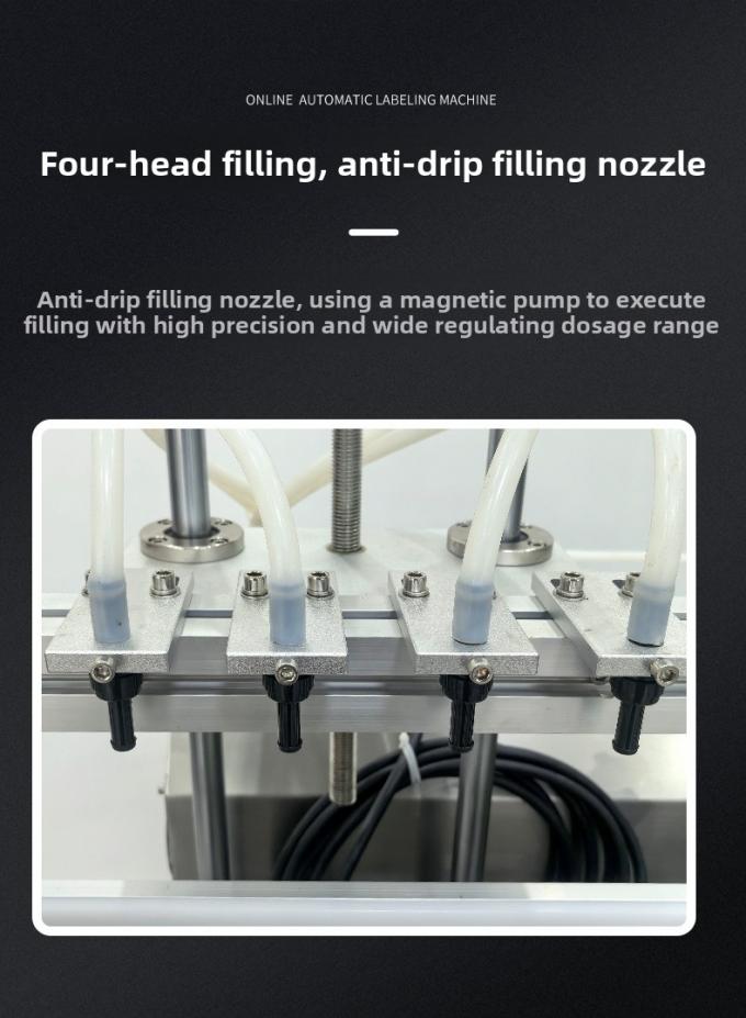 Macchina automatica da tavolo ad alta velocità per riempimento e tappatura di liquidi con pompa magnetica a 4 teste per acqua e bevande, riempimento e tappatura automatici 3