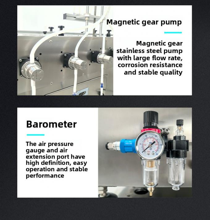 Macchina automatica da tavolo ad alta velocità per riempimento e tappatura di liquidi con pompa magnetica a 4 teste per acqua e bevande, riempimento e tappatura automatici 9