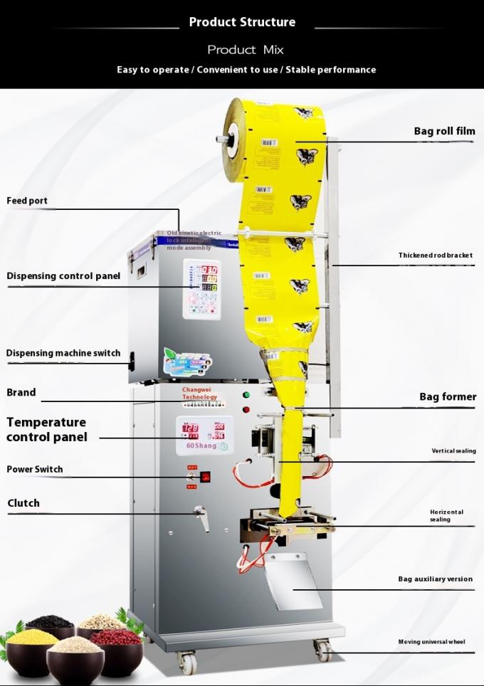 Macchina di imballaggio multifunzionale completamente automatica per popcorn da spuntino, patatine da mento, patatine da noce e farina 6